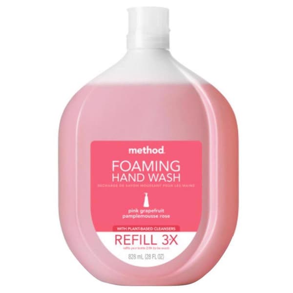 Method 28 oz Rethink Pink Grapefruit Scent Foam Refill Hand Soap, 4PK ME9711 - main